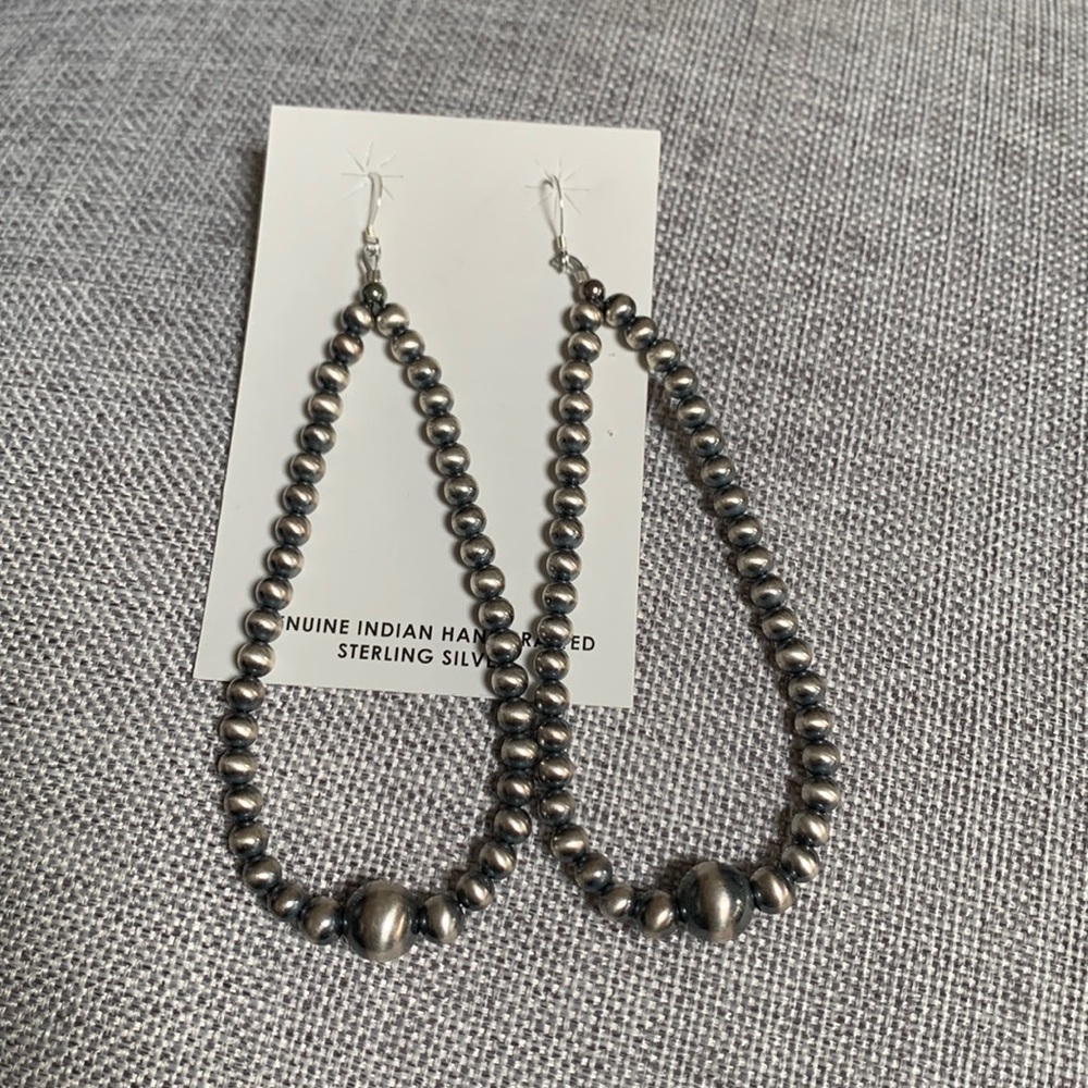 Navajo Pearl elongated teardrop earrings